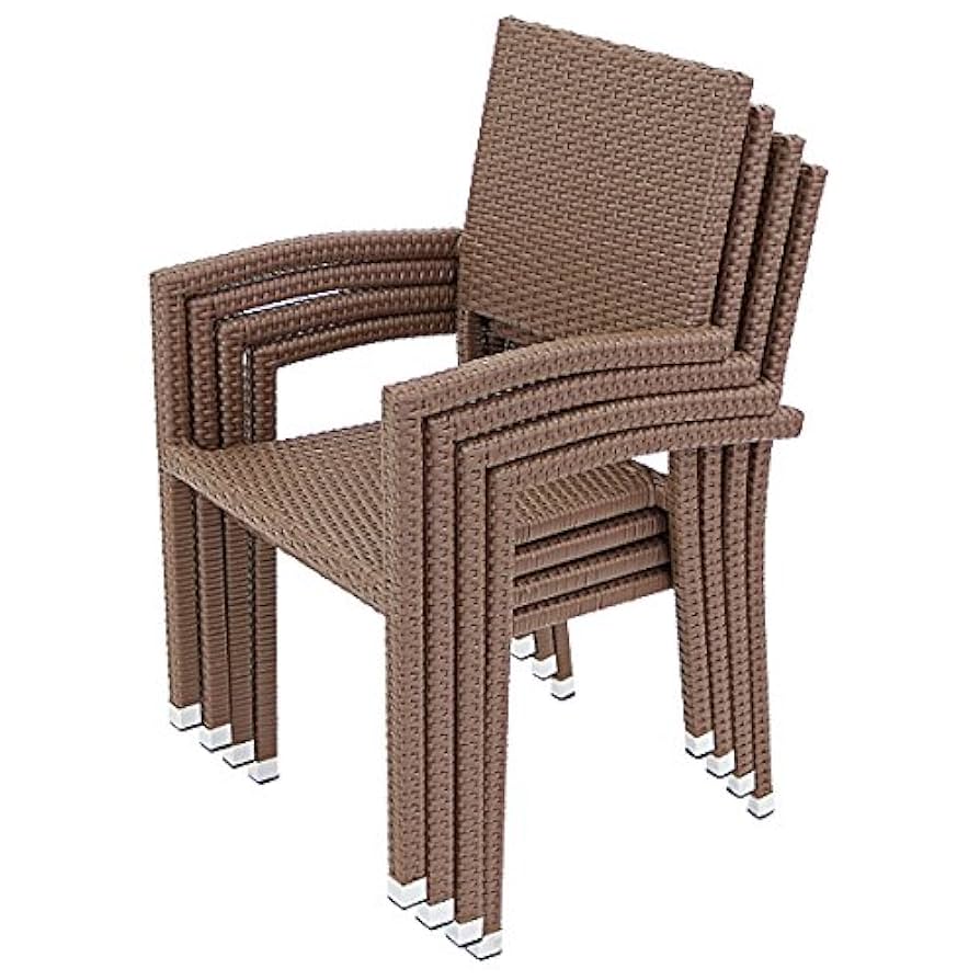 Amazon.co.jp: ガーデンチェア ラタン調 4脚セット 籐 人工